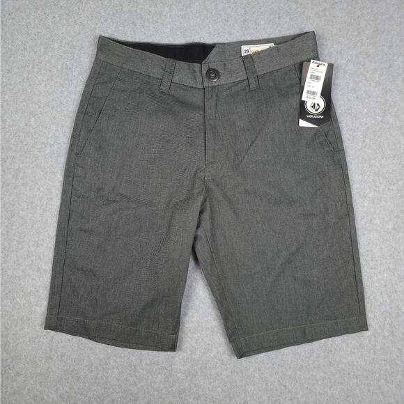 NWT Volcom Mens 29 Charcoal Gray Flat Front Chino Golf Shorts - Picture 1 of 15